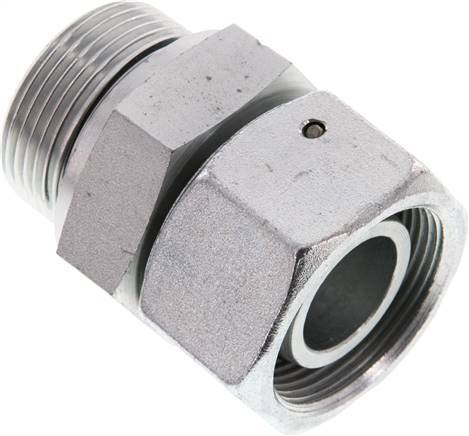 [F2AHT] 30S & G1-1/4'' Acier zingue Raccord tournant droit avec filetage mâle 400 bar Joint torique NBR Cône d'etancheite Reglable ISO 8434-1
