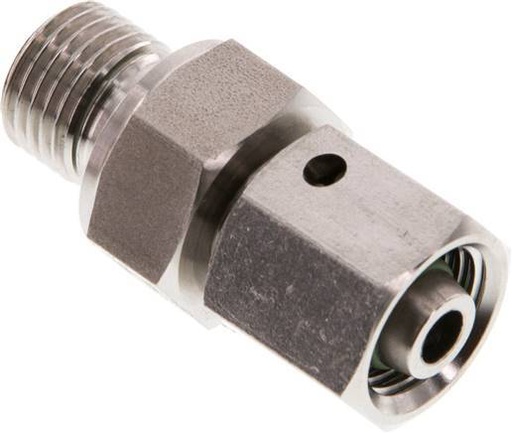 [F2AHW] 8L & G1/4'' pivotant droit en acier inoxydable avec filetage mâle 315 bar Joint torique FKM Cône reglable ISO 8434-1