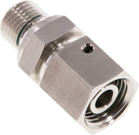 [F2AHY] 10L & G1/4'' pivotant droit en acier inoxydable avec filetage mâle 315 bar Joint torique FKM Cône reglable ISO 8434-1