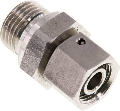 [F2AJ2] Raccord tournant droit en acier inoxydable 12L et G1/2'' avec filetage mâle 315 bar Joint torique FKM Cône reglable ISO 8434-1