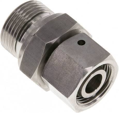 [F2AJ4] Coupleur droit en acier inoxydable 15L et G3/4'' avec filetage mâle 315 bar Joint torique FKM Cône reglable ISO 8434-1