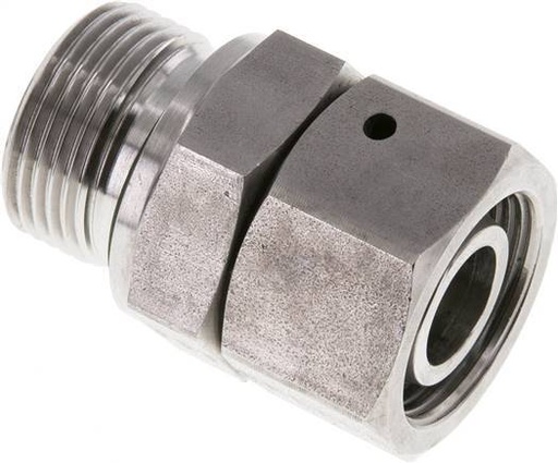 [F2AJ6] Emerillon droit en acier inoxydable 18L & G3/4'' avec filetage mâle 315 bar Joint torique FKM Cône reglable ISO 8434-1