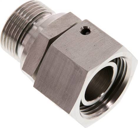 [F2AJ7] 22L et G3/4'' en acier inoxydable pivotant droit avec filetage mâle 160 bar Joint torique FKM Cône reglable ISO 8434-1