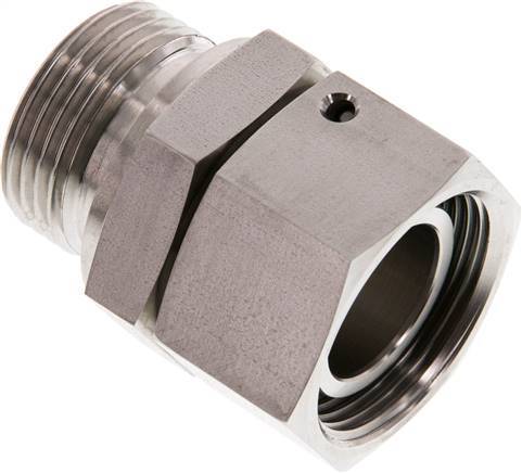 [F2AJ8] 28L & G1'' Acier inoxydable pivotant droit avec filetage mâle 160 bar Joint torique FKM Cône reglable ISO 8434-1