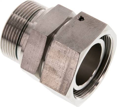 [F2AJA] 42L & G1-1/2'' pivotant droit en acier inoxydable avec filetage mâle 160 bar Joint torique FKM Cône reglable ISO 8434-1