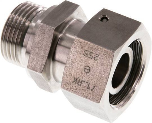 [F2AJJ] 25S & G1'' Swivel droit en acier inoxydable avec filetage mâle 400 bar Joint torique FKM Cône reglable ISO 8434-1