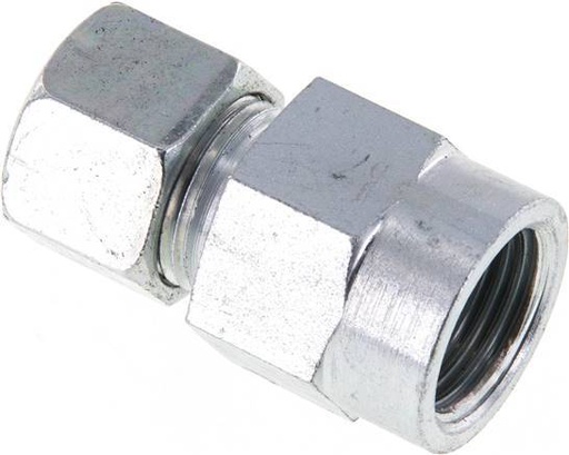 [F2B6C] 12S & G1/2'' Racor recto de acero zincado con rosca hembra para manómetros 630 bar ISO 8434-1