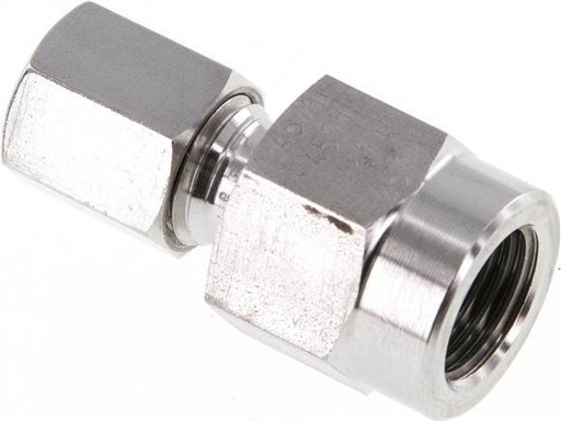 [F2B6D] 6L & G1/4'' Stainless Steel Straight Cutting Fitting with Female Threads for Pressure Gauges 315 bar ISO 8434-1