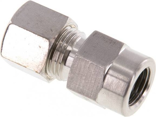 [F2B6Q] 10L & G1/4'' Stainless Steel Straight Compression Fitting with Female Threads for Pressure Gauges 315 bar ISO 8434-1