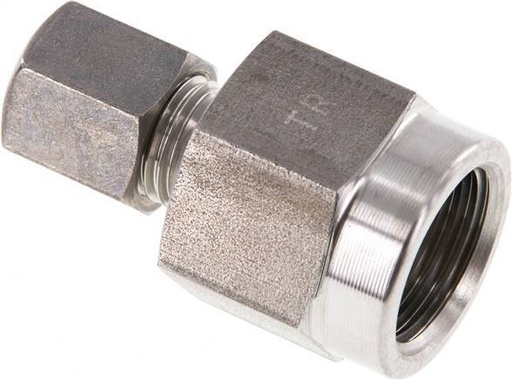 [F2B6S] 6S & G1/2'' Stainless Steel Straight Compression Fitting with Female Threads for Pressure Gauges 500 bar ISO 8434-1