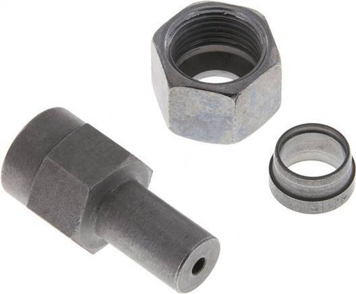 [F2B6Z] Rótula recta de acero galvanizado 12L y G1/4'' con rosca hembra para manómetros de 315 bar ISO 8434-1