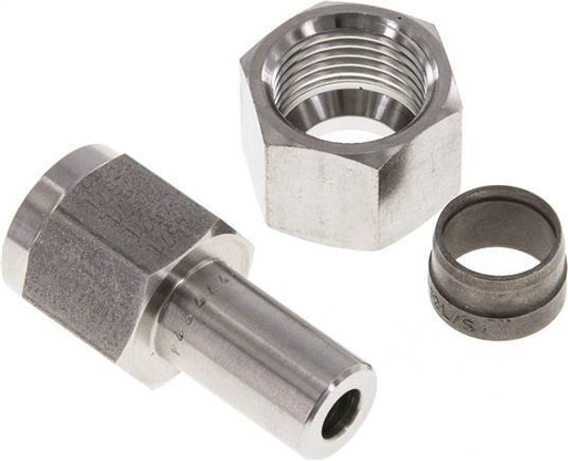 [F2B79] Raccord tournant droit en acier inoxydable 12L & G1/4'' avec filetage femelle pour manomètres 315 bar ISO 8434-1