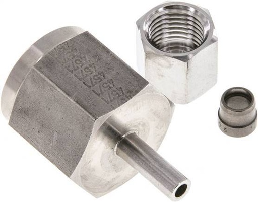 [F2B7A] 6S & G1/2'' Swivel droit en acier inoxydable avec filetage femelle pour manomètres 630 bar ISO 8434-1