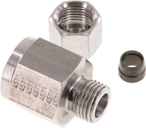 [F2B7B] Rótula recta de acero inoxidable 8S y G1/2'' con rosca hembra para manómetros de 630 bar ISO 8434-1