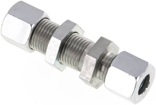 [F2B7Z] 10L Zink plated Steel Straight Cutting Fitting Bulkhead 315 bar ISO 8434-1