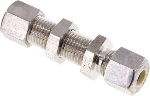 [F2B99] 8L Stainless Steel Straight Compression Fitting Bulkhead 315 bar ISO 8434-1