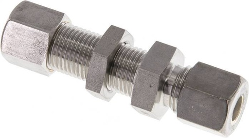 [F2B9G] 8S Stainless Steel Straight Compression Fitting Bulkhead 500 bar ISO 8434-1