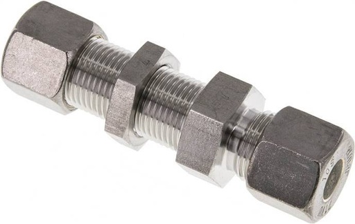 [F2B9H] 10S Stainless Steel Straight Compression Fitting Bulkhead 450 bar ISO 8434-1