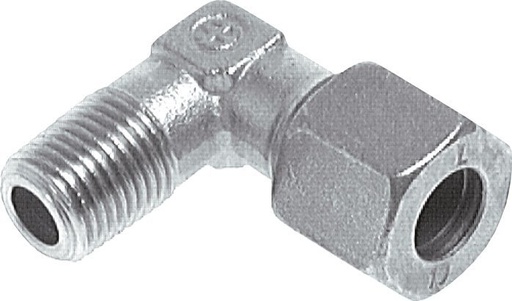 [F2BDS] 4LL & M6 (con) Accesorio de corte acodado de acero zincado con roscas macho 100 bar ISO 8434-1
