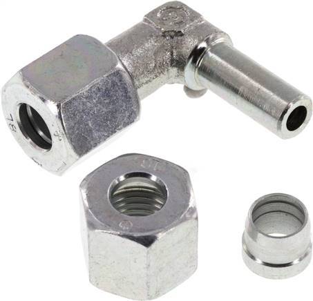 [F2BRV] 8L Zink plated Steel Elbow Cutting Fitting with Swivel 315 bar NBR Adjustable ISO 8434-1