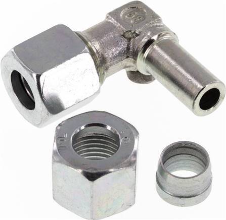 [F2BRW] 10L Zink plated Steel Elbow Cutting Fitting with Swivel 315 bar NBR Adjustable ISO 8434-1