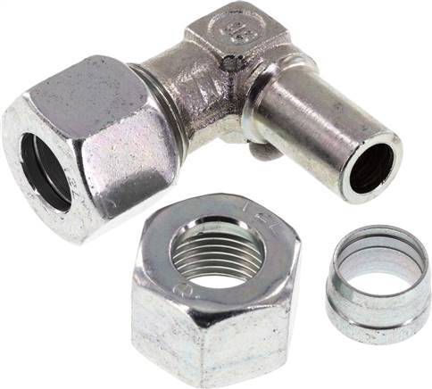 [F2BRX] Accesorio de corte en codo de acero galvanizado 12L con rótula 315 bar NBR ajustable ISO 8434-1