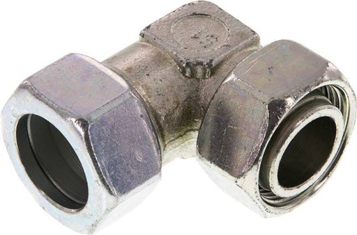 [F2BS3] Accesorio de corte en codo de acero galvanizado 28L con rótula 160 bar NBR ajustable ISO 8434-1