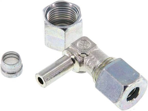 [F2BS7] 8S Zink plated Steel Elbow Cutting Fitting with Swivel 630 bar NBR Adjustable ISO 8434-1