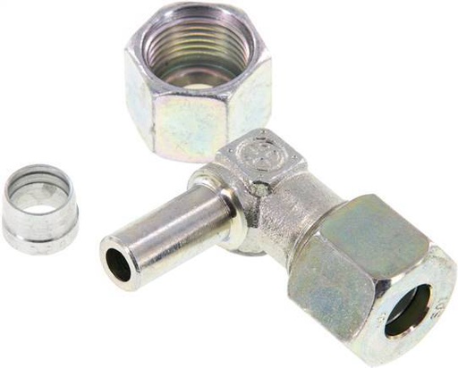 [F2BS8] 10S Zink plated Steel Elbow Cutting Fitting with Swivel 630 bar NBR Adjustable ISO 8434-1