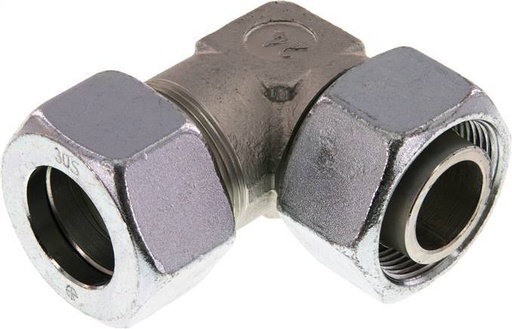 [F2BSE] Raccord coudé 30S en acier zingué avec raccord tournant 400 bar NBR réglable ISO 8434-1