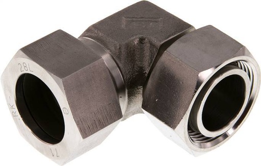 [F2BSQ] Accesorio de corte en codo de acero inoxidable 28L con rótula 160 bar FKM ajustable ISO 8434-1