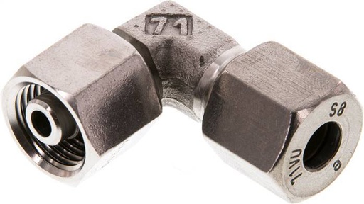 [F2BSU] Accesorio de corte en codo de acero inoxidable 8S con rótula 630 bar FKM ajustable ISO 8434-1