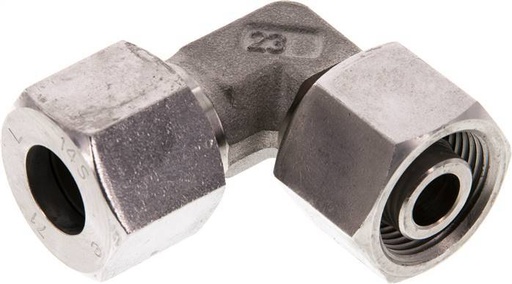 [F2BSX] Accesorio de corte en codo de acero inoxidable 14S con rótula 630 bar FKM ajustable ISO 8434-1
