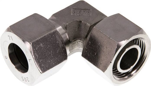 [F2BSZ] Accesorio de corte en codo de acero inoxidable 20S con rótula 400 bar FKM ajustable ISO 8434-1