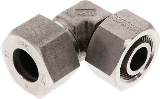 [F2BT2] Accesorio de corte en codo de acero inoxidable 25S con rótula 400 bar FKM ajustable ISO 8434-1