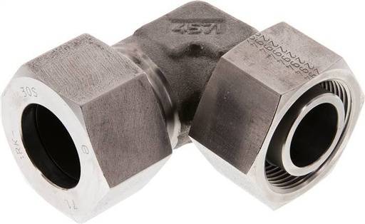 [F2BT3] Accesorio de corte en codo de acero inoxidable 30S con rótula 400 bar FKM ajustable ISO 8434-1