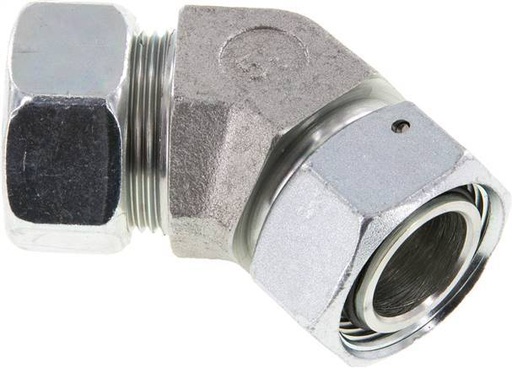 [F2BTC] 28L Zink plated Steel 45deg Elbow Cutting Fitting with Swivel 160 bar NBR O-ring Sealing Cone Adjustable ISO 8434-1