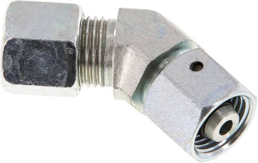 [F2BTG] 8S Acier zingué Raccord de coupe coudé 45deg avec pivot 630 bar Joint torique NBR Cône réglable ISO 8434-1