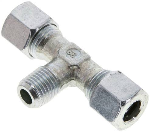 [F2BWA] 10L y M14x1,5 (con) Accesorio de corte en T de acero galvanizado con rosca macho 315 bar ISO 8434-1