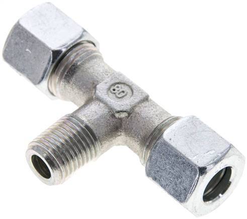 [F2BXN] Accesorio de corte en T de acero galvanizado 10L y R1/4'' con rosca macho 315 bar ISO 8434-1