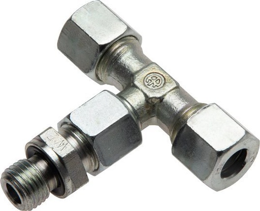 [F2BZK] 6L & M10x1 Zink plated Steel T-Shape Tee Cutting Fitting with Male Threads 315 bar Adjustable ISO 8434-1