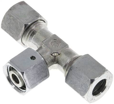 [F2CBB] 10L Zink plated Steel T-Shape Tee Cutting Fitting with Swivel 315 bar NBR Adjustable ISO 8434-1