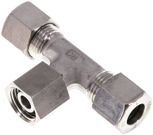 [F2CBY] Accesorio de corte en T de acero inoxidable 10L con rótula 315 bar FKM ajustable ISO 8434-1