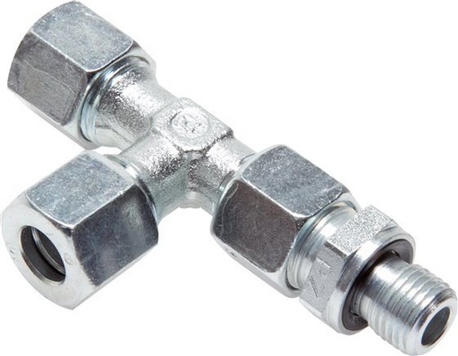 [F2CHZ] 10L & M14x1.5 Zink Plated Steel Right Angle Tee Cutting Fitting with Male Threads 315 bar Adjustable ISO 8434-1