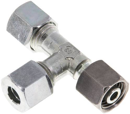 [F2CNH] Racor de corte en T en ángulo recto de acero galvanizado 8L con barra giratoria 315 ajustable ISO 8434-1