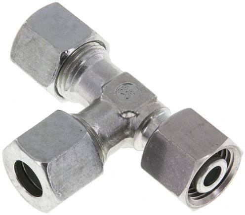 [F2CNJ] 10L Zink Plated Steel Right Angle Tee Cutting Fitting with Swivel 315 bar Adjustable ISO 8434-1