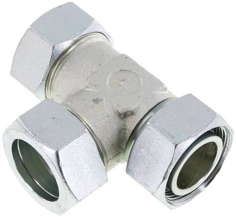 [F2CNR] 35L Acero Galvanizado Con Ángulo Recto Accesorio En T Corte Con Giratorio 160 Bar Ajustable ISO 8434-1