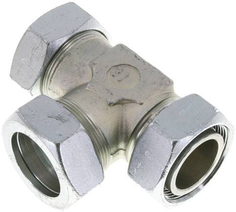 [F2CNS] 42L Acero Galvanizado Ángulo Recto Tee Corte Accesorio Con Giratorio 160 Bar Ajustable ISO 8434-1