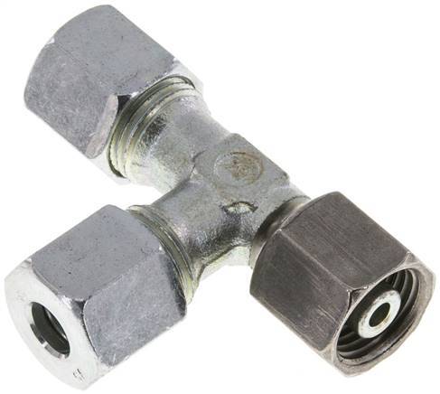 [F2CNU] Raccord de coupe en T à angle droit en acier zingué 8S avec pivot 630 bar réglable ISO 8434-1