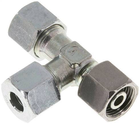 [F2CNV] 10S Acero Galvanizado En Zink Conector En T De Ángulo Recto De Corte Con Giratorio 630 Bar Ajustable ISO 8434-1